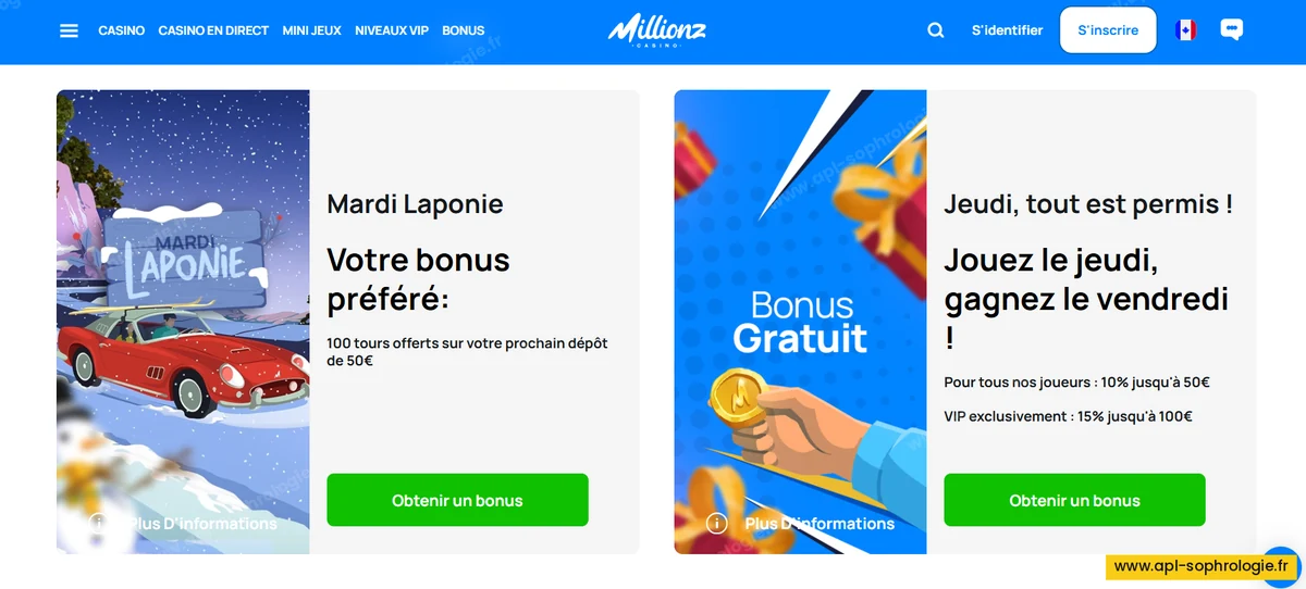 Détail des bonus de dépôt d'un casino en ligne