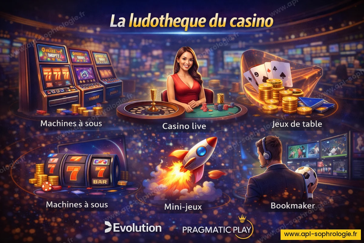 Illustration de la composition d'une ludothèque de casino